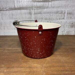 Red Spotted Enamelware Baking Pail